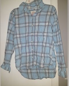 Light blue plaid button up shirt